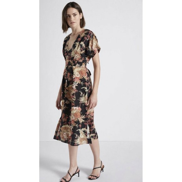 Current/Elliot The Retro Midi Dress Linen NEW - Picture 6 of 13